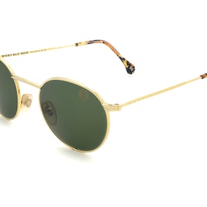 90210 Brandon sunglasses, ITALY. Gold round vintage sunglasses 90s