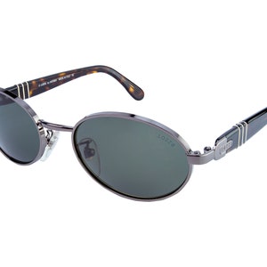 Lozza Vintage Sunglasses: 80s Oval Gunmetal Frames, Made in Italy