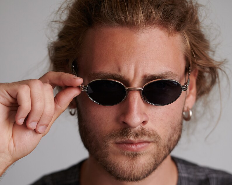 Black Oval Vintage Sunglasses Made in Italy by Lozza. Classic Etsy