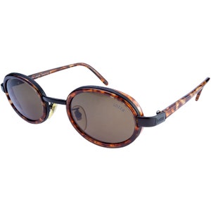 Lozza vintage round sunglasses 80s, made in Italy. Oval steampunk sunglasses / Vintage sunglasses side shields / Tortoise sunglasses