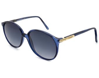 Gafas de sol vintage Versace: montura de acetato azul, diseñador italiano de los años 80