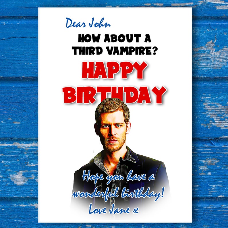 vampire diaries birthday card featuring damon and stefan etsy