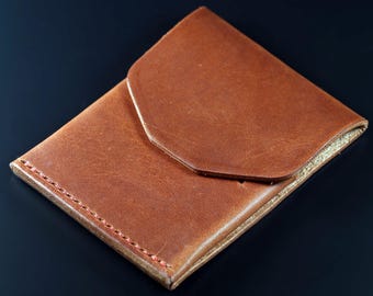 Horween Dublin Leather Slim Flap Wallet, Card Holder, Minimal Wallet, Handmade in Ireland