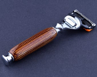 Gillette Fusion Razor, Vintage Micarta, Phenolic Textolite, Handmade in Ireland
