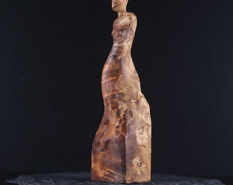 Statuette, Desk Decoration, Ring Holder, Amboyna Burl Wood