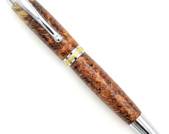 Amboyna Burl Rollerball Pen – Handmade Exotic Wood Luxury Pen