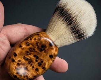 Thuya Burl Shaving Brush - "Double Dimple" - Handle only or with 24mm synthetic knot