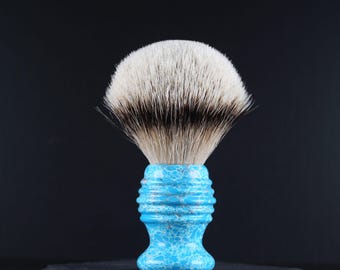 Shaving Brush - Blue & White Stone and Resin - 24mm Knot