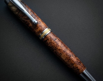 Amboyna Burl Rollerball Pen – Handmade Exotic Wood Luxury Pen