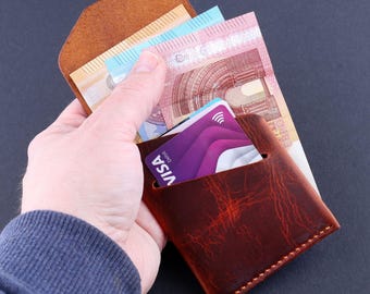 Waxed Leather Slim Wallet, Card Holder, Minimal Wallet, Handmade in Ireland