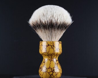 Shaving Brush - Sunshine Yellow Stone & Resin - 24mm Knot Option