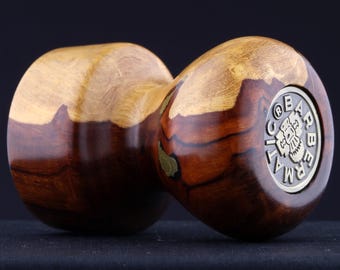 Handcrafted Two-Tone Ironwood Burl Shaving Brush - 28 mm Synthetic Knot Option