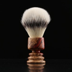 Handcrafted Amboyna Burl Shaving Brush - 24mm synthetic knot