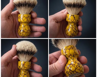 Shaving Brush - Sunshine Yellow Stone & Resin - 24mm Knot Option