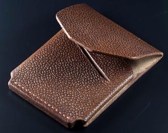 Horween Pebbled Leather Slim Flap Wallet, Card Holder, Minimal Wallet, Handmade in Ireland
