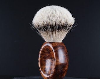 Thuya Burl Shaving Brush - "Double Dimple" - Handle only or with 24mm synthetic knot