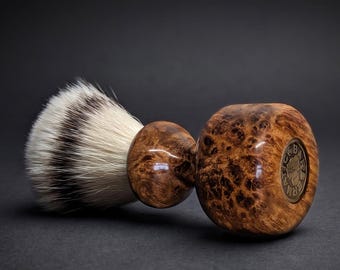 Amboyna Burl Shaving Brush - 24mm Knot Option - Fulcrum Series by Barbermatic