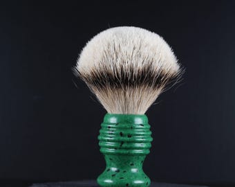 Shaving Brush - Jade Green Stone and Resin - 24mm Knot