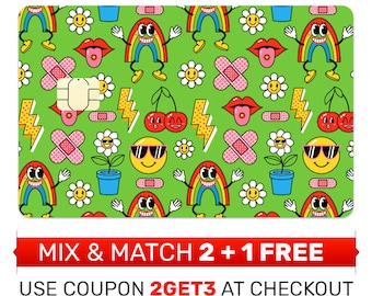 Credit Card Skin, Sticker, Cover - Retro Pattern Background
