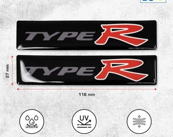 Civic Type R Sticker Pack – 3D Domed Type R Badge, Type R Emblem