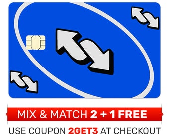 Credit Card Skin, Sticker, Cover - Blue Uno Reverse