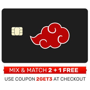 Creditcardhuid, sticker, omslag - Weeb Akatsuki Cloud Anime, debetkaartomslag, bankkaartsticker