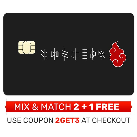 Autocollant Akatsuki Pour Cartes Bancaires - Design Nuages Rouges Anime - Protection Style Pour Visa/Mastercard