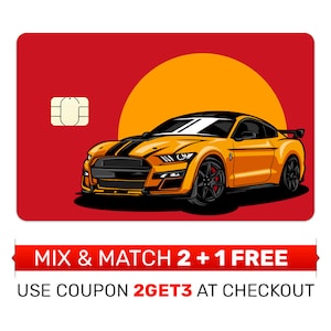 Skin per carta di credito, adesivo, decalcomania, coperchio, coperchio per carta di debito - Mustang Sports Car Tuning JDM