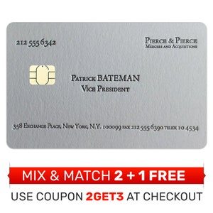 Sticker pour carte de visite Patrick Bateman - Sticker pour carte de débit, Sticker pour carte d'identité, Sticker pour carte bancaire, Sticker pour carte