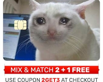 Sad Crying Cat Meme creditcardsticker, debetkaart Skin