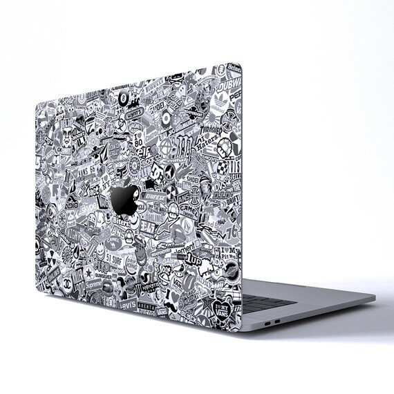 MacBook Pro, Air Laptop Skin Sticker Cover Wrap - Black & White