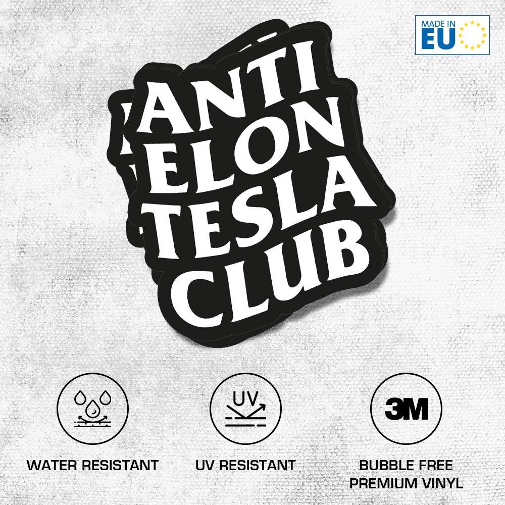 Autocollant Anti-Elon Fenêtre Tesla - Vinyle Statique, Noir Et Blanc, Pour Model X Y 3