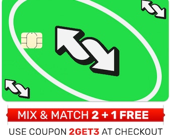 Capa, adesivo e capa para cartão de crédito - Green Uno Reverse
