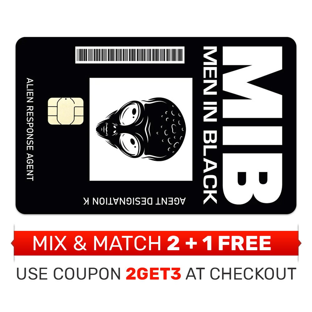 credit card skin, sticker, hülle - men in black, id card, mib