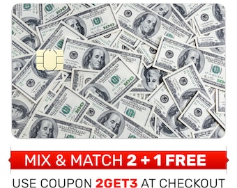 Skórka, naklejka, okładka karty kredytowej - banknoty 100 dolarowe