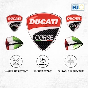 Ducati Corse Stickers: 3D Silicone Gel Decals, UV Resistant