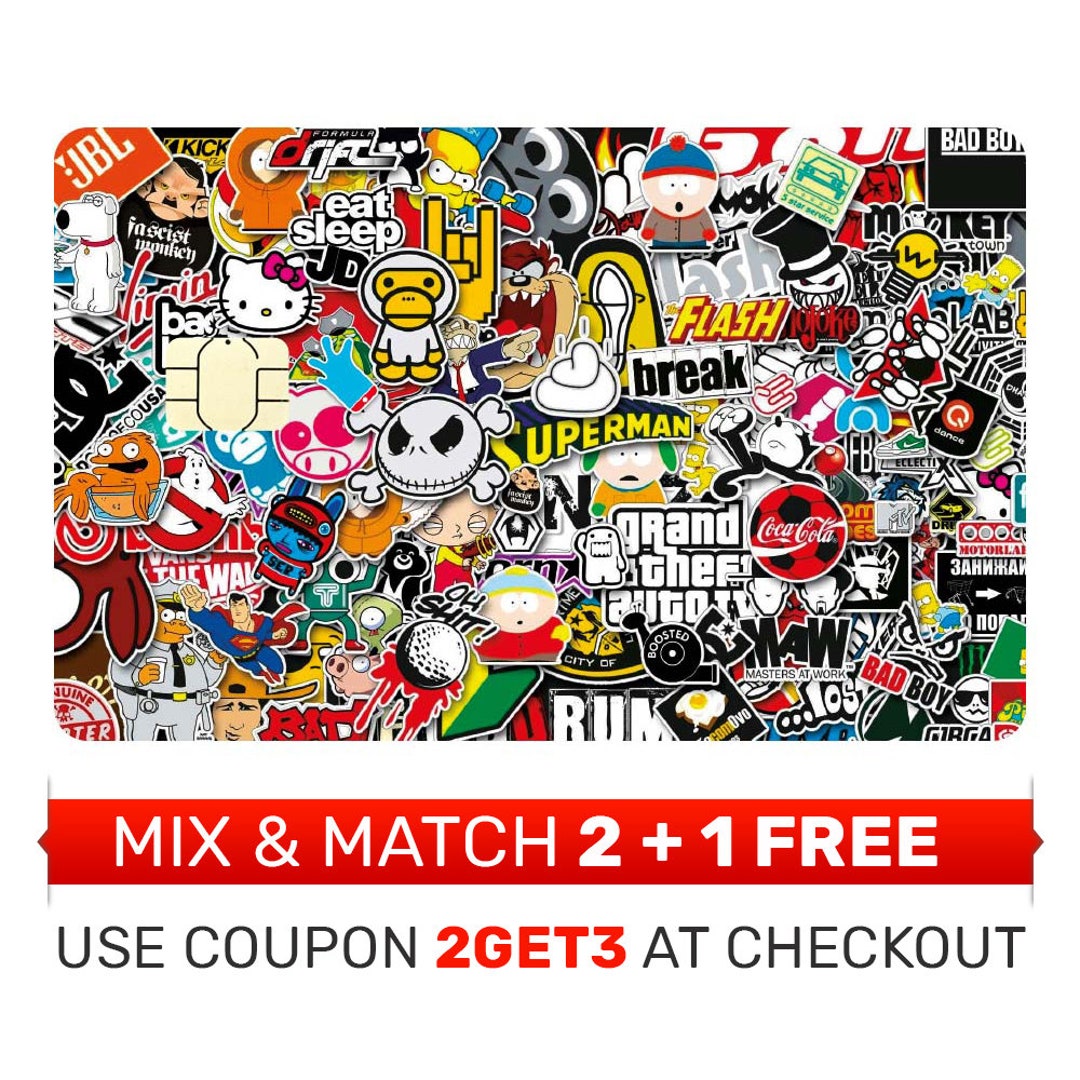 Credit Card Skin, Sticker, Cover - Sticker Bomb - Etsy Israel