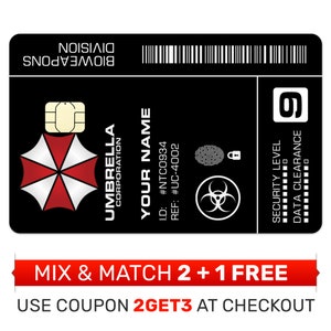 Cover adesiva personalizzata per carta di credito, cover, cover - Umbrella Corporation Access ID Card, cover per carta di debito, cover personalizzata per carta