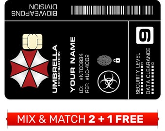 Personalized Credit Card Sticker Cover, Skin, Cover - Umbrella Corporation Access ID Card, Debit Card Cover, Custom Card Skin