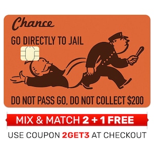 Etiqueta adhesiva de tarjeta de crédito, piel, cubierta - Tarjeta Monopoly Chance, acciones, cubierta de tarjeta de débito