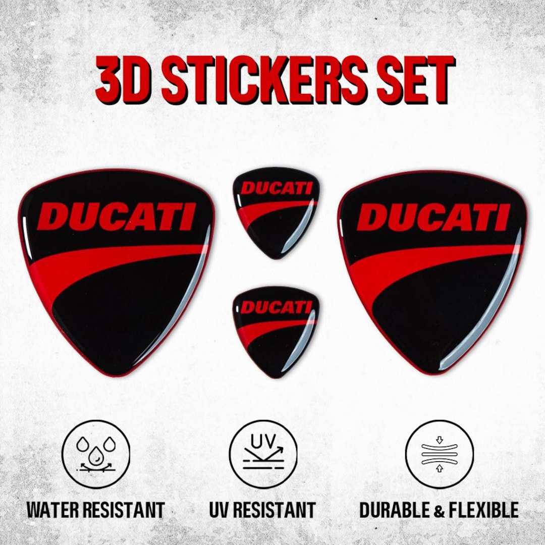 Gel Lettering Graphics Ducati 3D Silicone Gel Stickers Decals - Premium UV Resistant Ducati ...