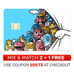 Credit Card Skin, Sticker, Cover - Hidden Cartoons Characters