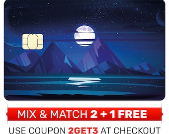 Skin de carte de crédit, autocollant, couverture - Night Moon Ocean Landscape