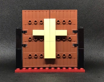 Lego Stockade Doors Reddish Brown Decorated with Hinge Bricks 1 x 5 x 8.5 New