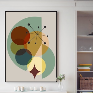 Atomic Retro Mid-Century Modern Wall Prints, Earth Tones, Abstract, Vintage Modern, Eames Style, Danish Modern, Midcentury Art, 1950s