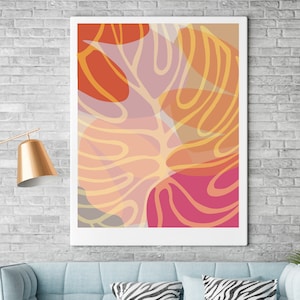 Contemporary Abstract Art Print, Modern Giclee Print, Pink, Yellow, Orange Modern, Large Poster Print, Warm Colors
