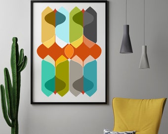 Colorful Modern Abstract Art, Mid-Century Modern Prints, Contemporary Modern, Eames, Danish Modern, Colorful Decor, Retro Style Wall Art