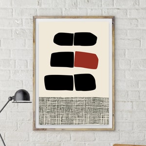 Mid-Century Modern Wall Prints, Earth Tones, Abstract, Vintage Modern, Eames Style, Danish Modern, Midcentury Art, 1950s