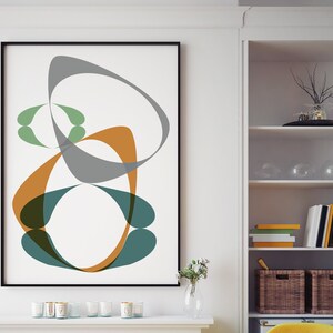 Atomic Retro Mid-Century Modern Wall Prints, Earth Tones, Abstract, Vintage Modern, Eames Style, Danish Modern, Midcentury Art, 1950s