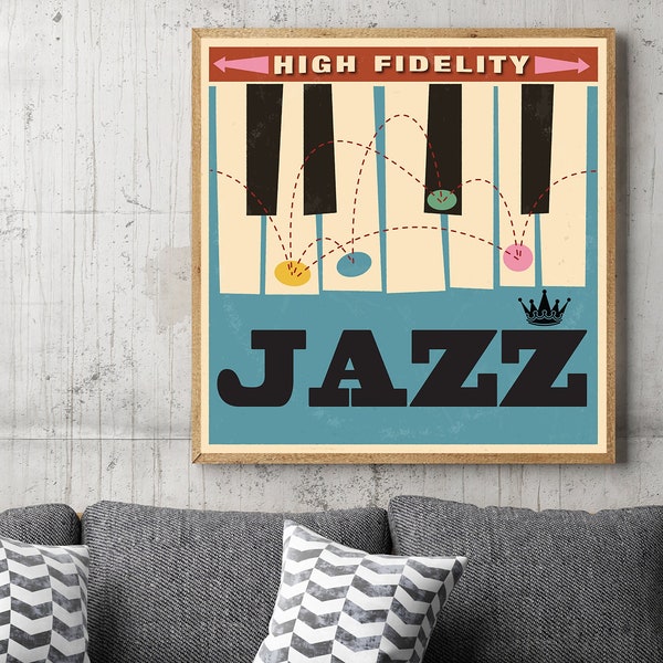 Jazz Art, Retro Mid-Century Modern Wall Print,  Vintage Modern, Eames Style, Danish Modern, Midcentury Art, 1950s, 1960s, 1970s Music Record